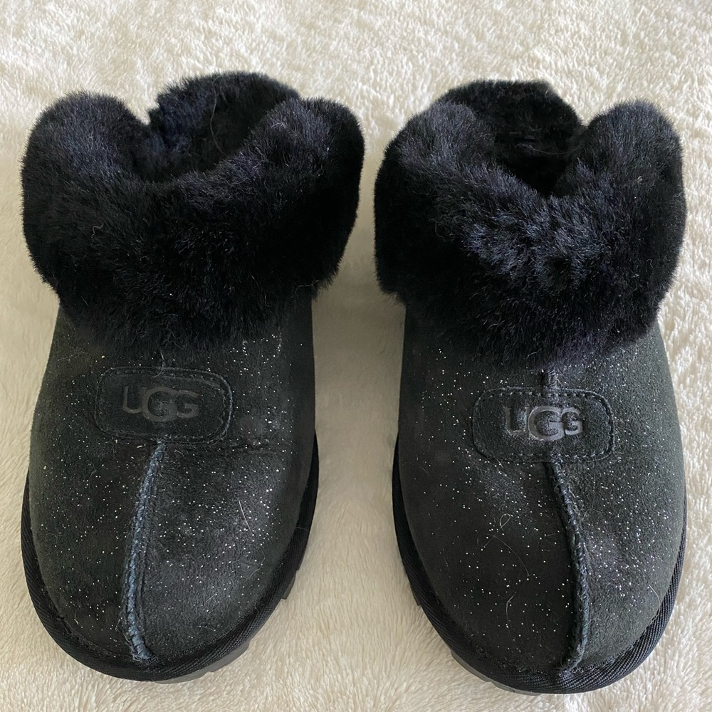 Ugg Coquette slippers, black with sparkles size 11